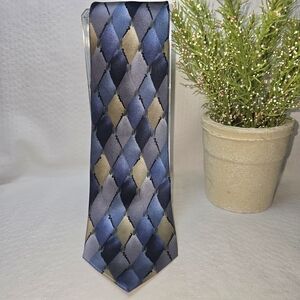 Cocktail Colors Blue and Gold Geometric Silk Tie